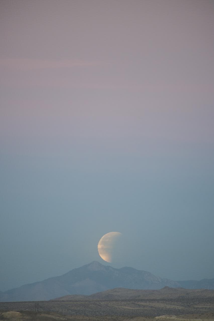 Image shows Trona Pinnacles near California’s NASA Armstrong Flight Research Center during Jan. 31 Super Blue Blood Moon. Trona Pinnacles is an unusual geological feature of the state’s Desert National Conservation.