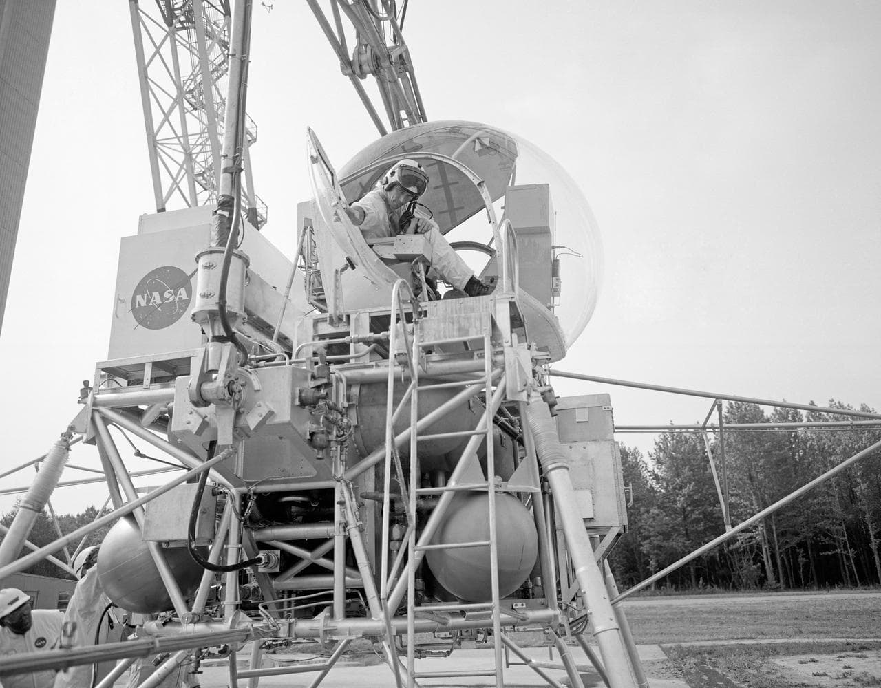 Astronaut Eugene Cernan at Lunar Lander Research Facility