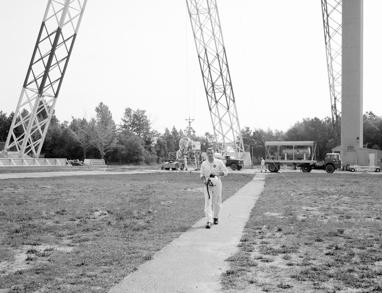 Astronaut Eugene Cernan at Lunar Lander Research Facility