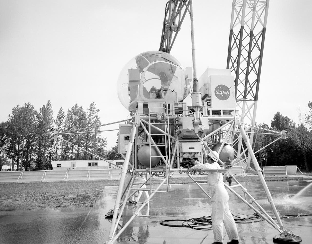 Astronaut Eugene Cernan at Lunar Lander Research Facility