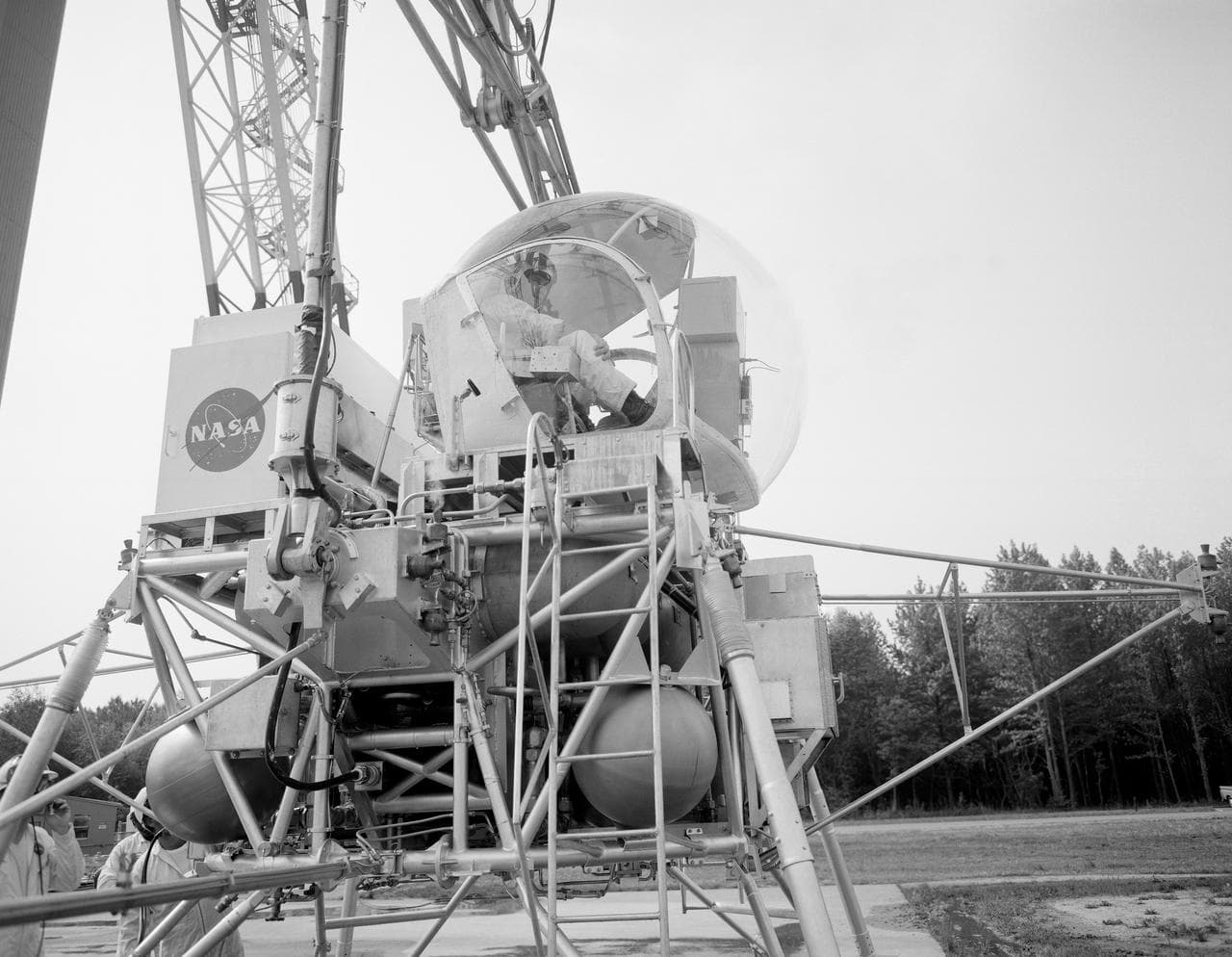 Astronaut Eugene Cernan at Lunar Lander Research Facility