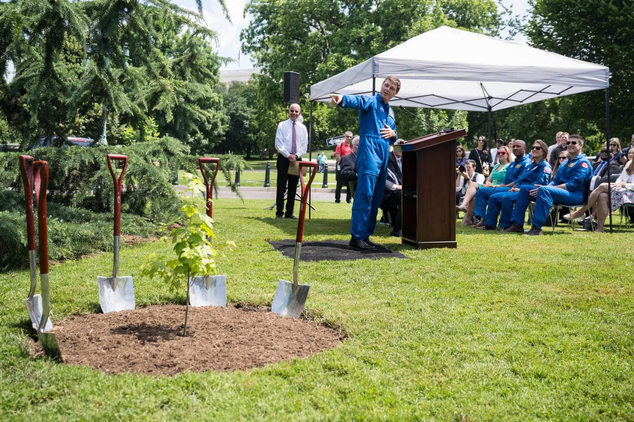Artemis II Astronauts Participate in Moon Tree Dedication Ceremo