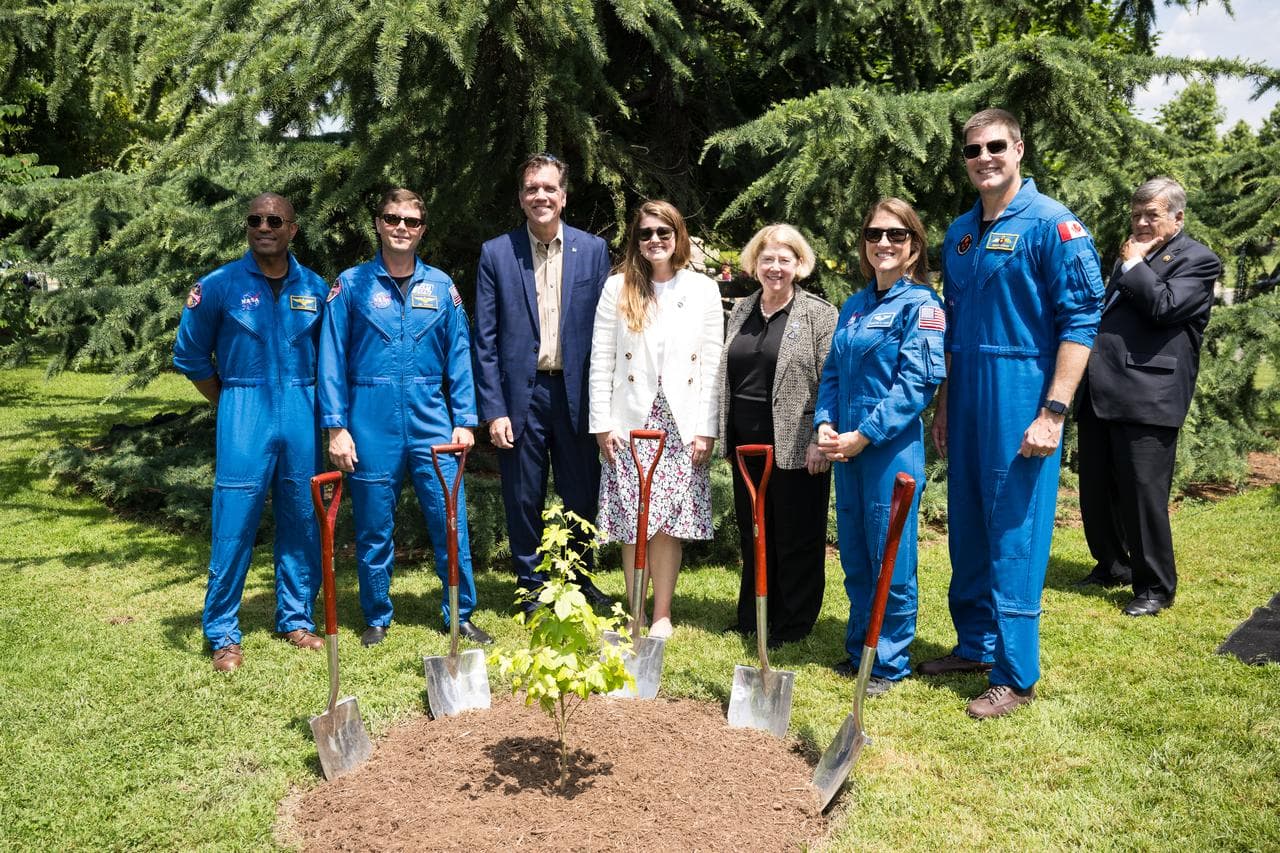 Artemis II Astronauts Participate in Moon Tree Dedication Ceremo