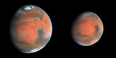 Hubble Watches the Red Planet as Mars Global Surveyor Begins Aerobraking