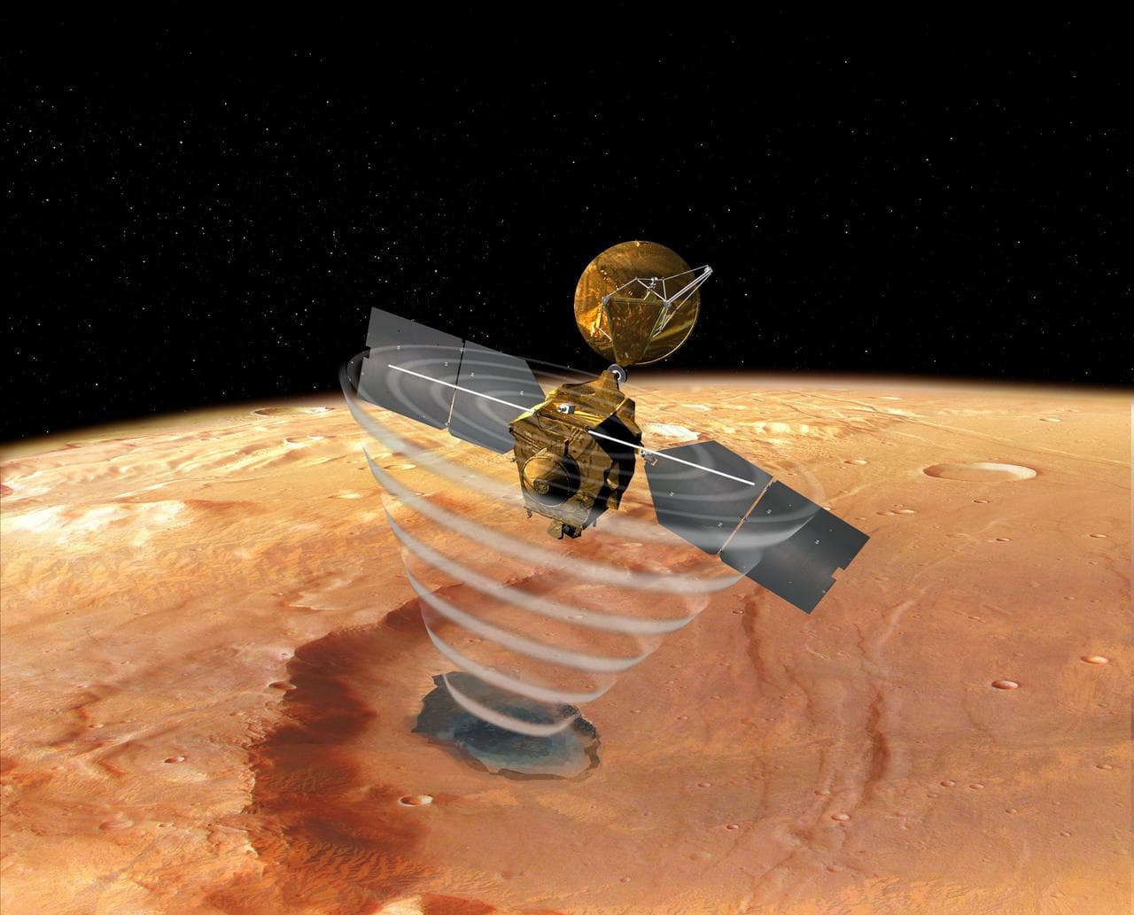 Mars Reconnaissance Orbiter Radar, Top View Artist Concept
