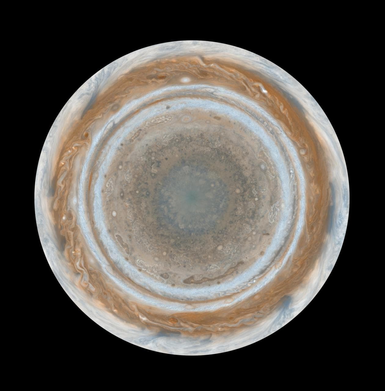 Cassini Best Maps of Jupiter North Polar Map