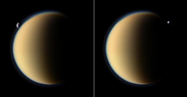 Tethys Slips Behind Titan