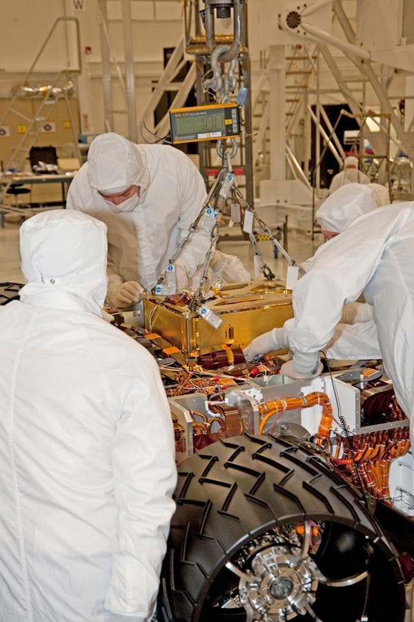 Lowering SAM Instrument into Curiosity Mars Rover