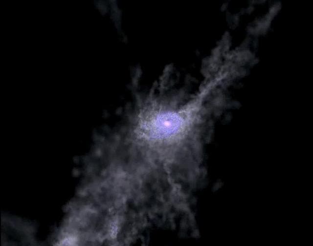 Cosmic Swirly Straws Feed Galaxy