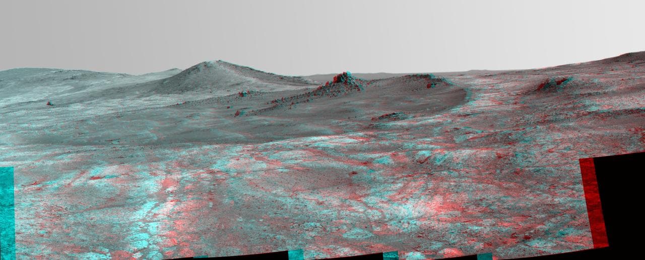 Rock Spire in Spirit of St. Louis Crater on Mars Stereo
