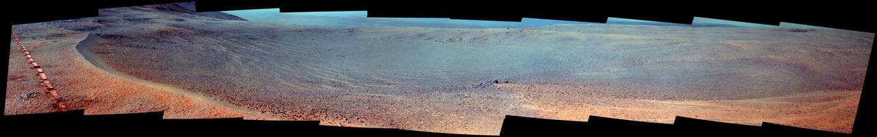 Mars Rover Opportunity's View of 'Orion Crater' (Enhanced Color)