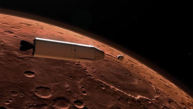 Mars Ascent Vehicle Deploying Sample Container in Orbit (Artist's Concept)