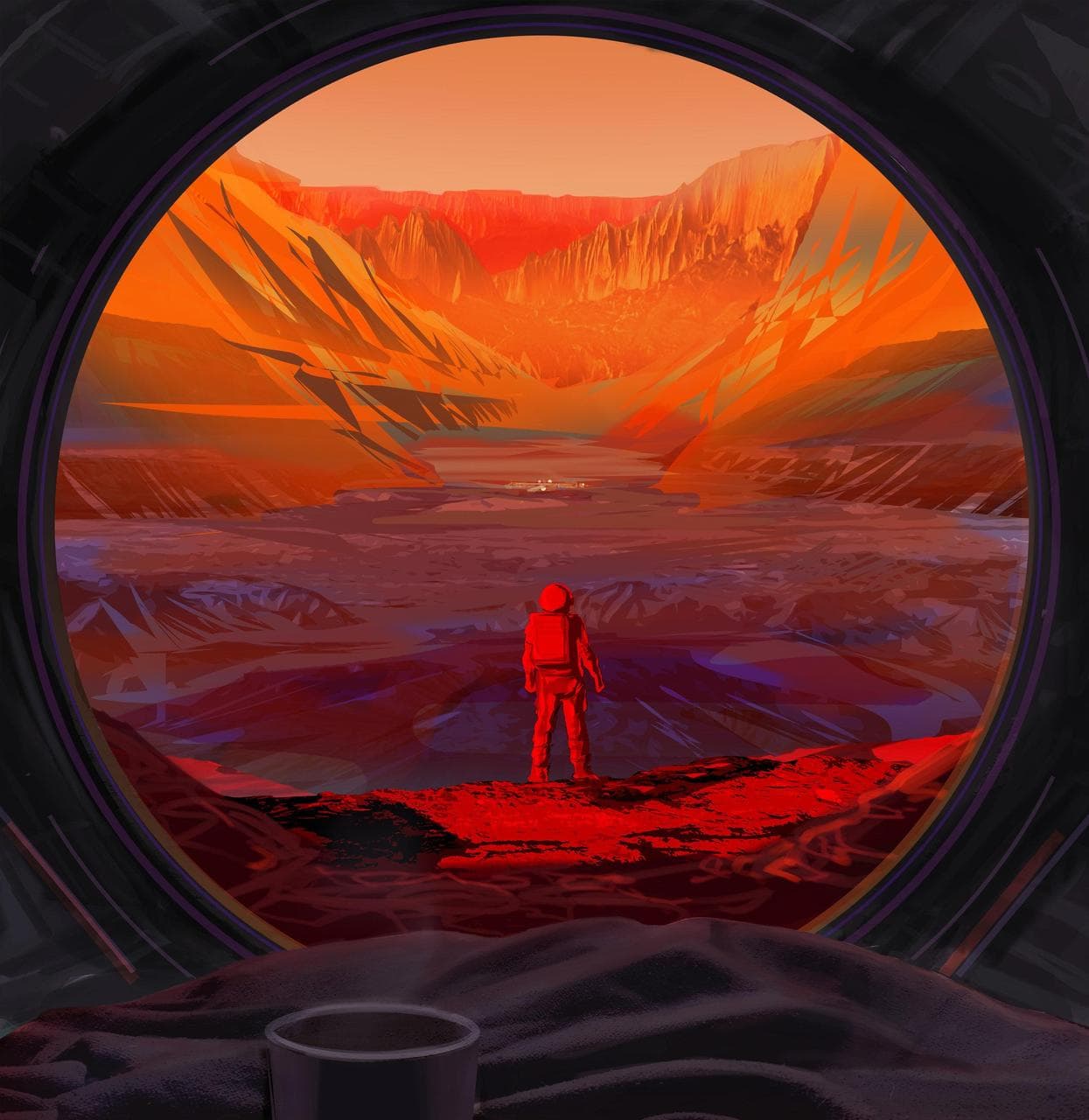 NASA Astronaut Stands on Mars (Illustration)