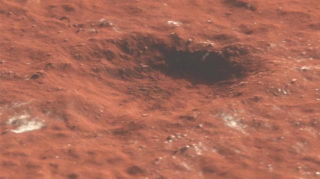 Flyover of Mars Impact Using HiRISE Data (Animation)