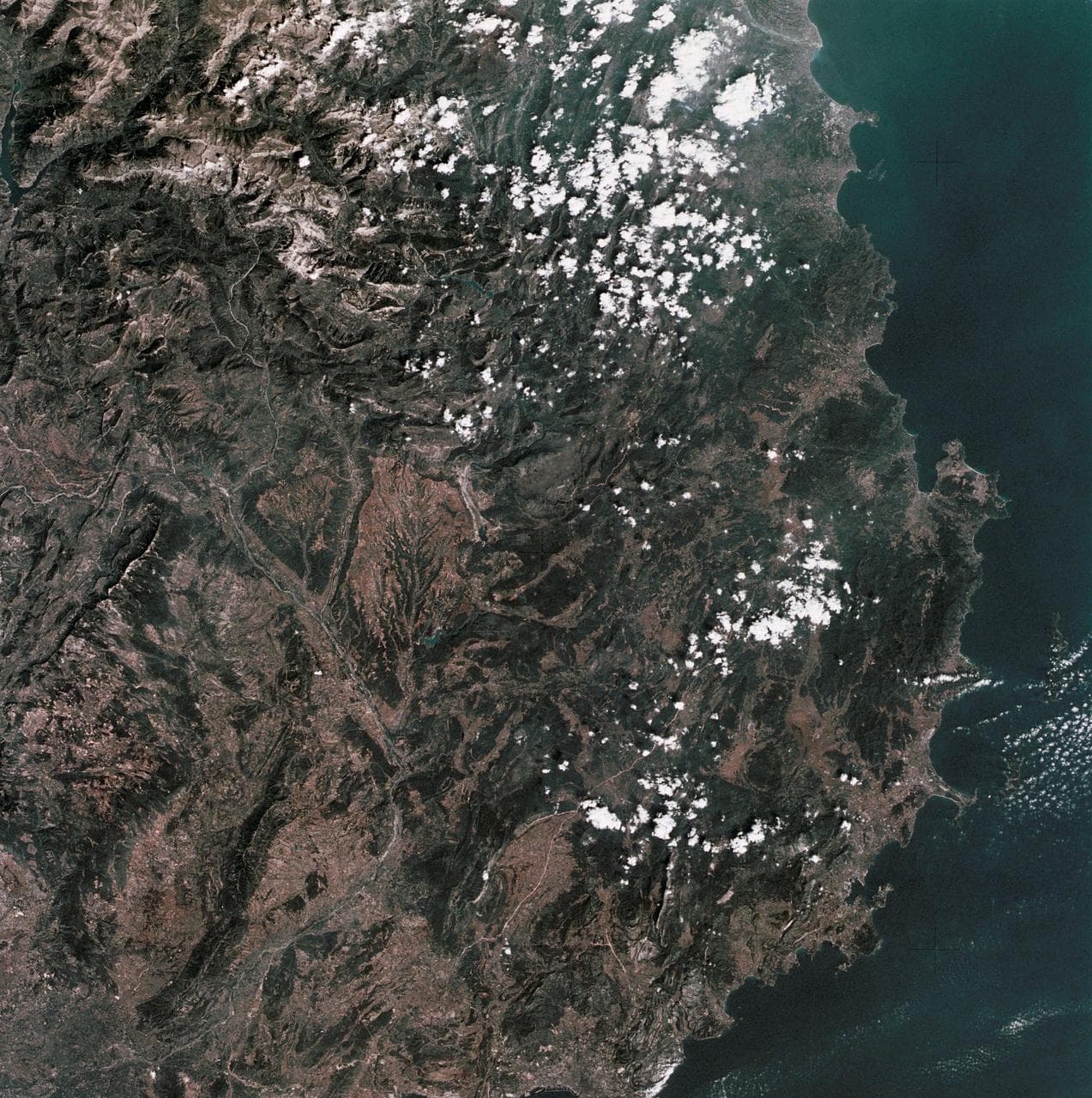 View of Mediterranean coastal area of southeastern France