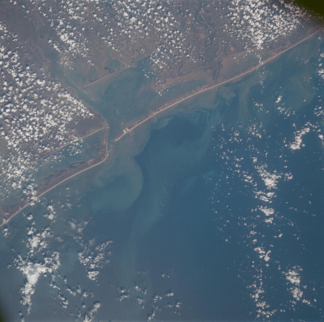 Matagorda Bay, Gulf Coast of Texas as seen from the Apollo 7 spacecraft
