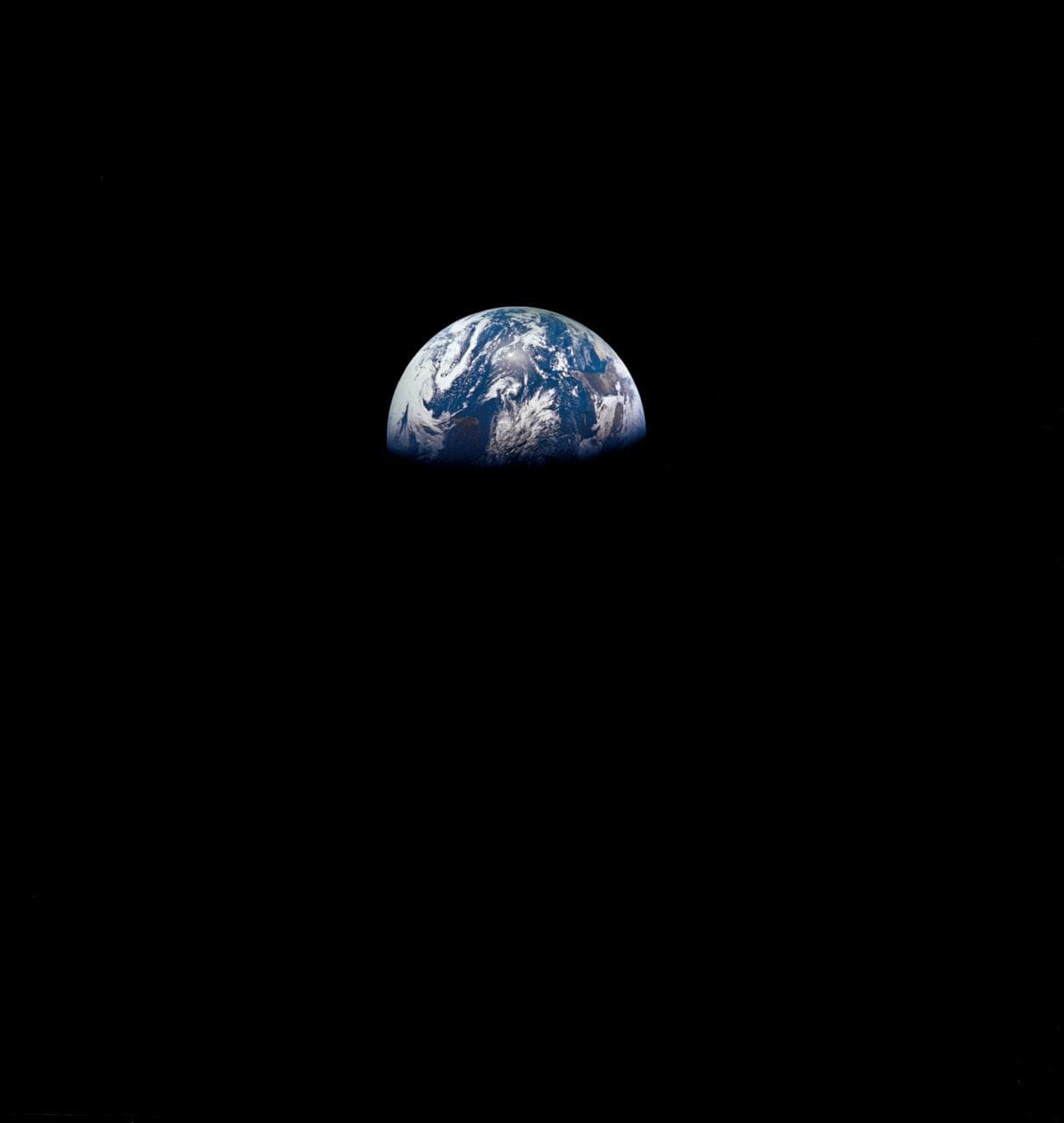 View of earth during return from moon taken from Apollo 8 spacecraft