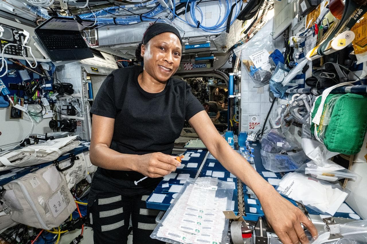 NASA astronaut Jeanette Epps processes blood and saliva samples