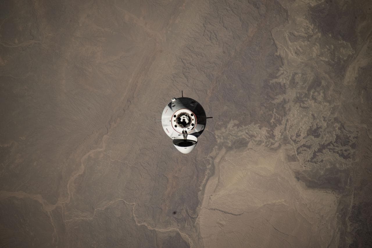 The SpaceX Dragon approaches the International Space Station above Pakistan