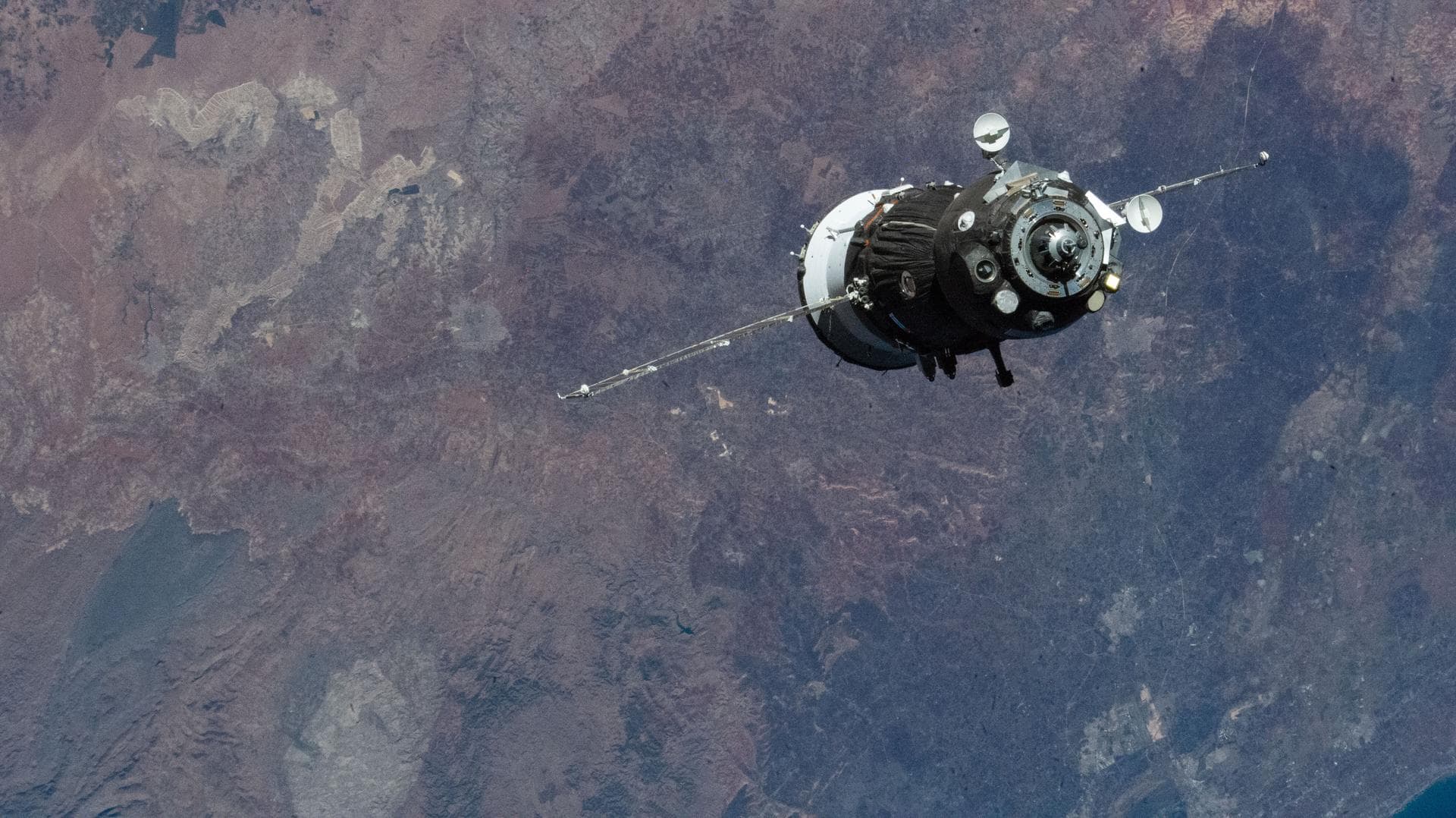 The Soyuz MS-28 crew spacecraft approaches the International Space Station