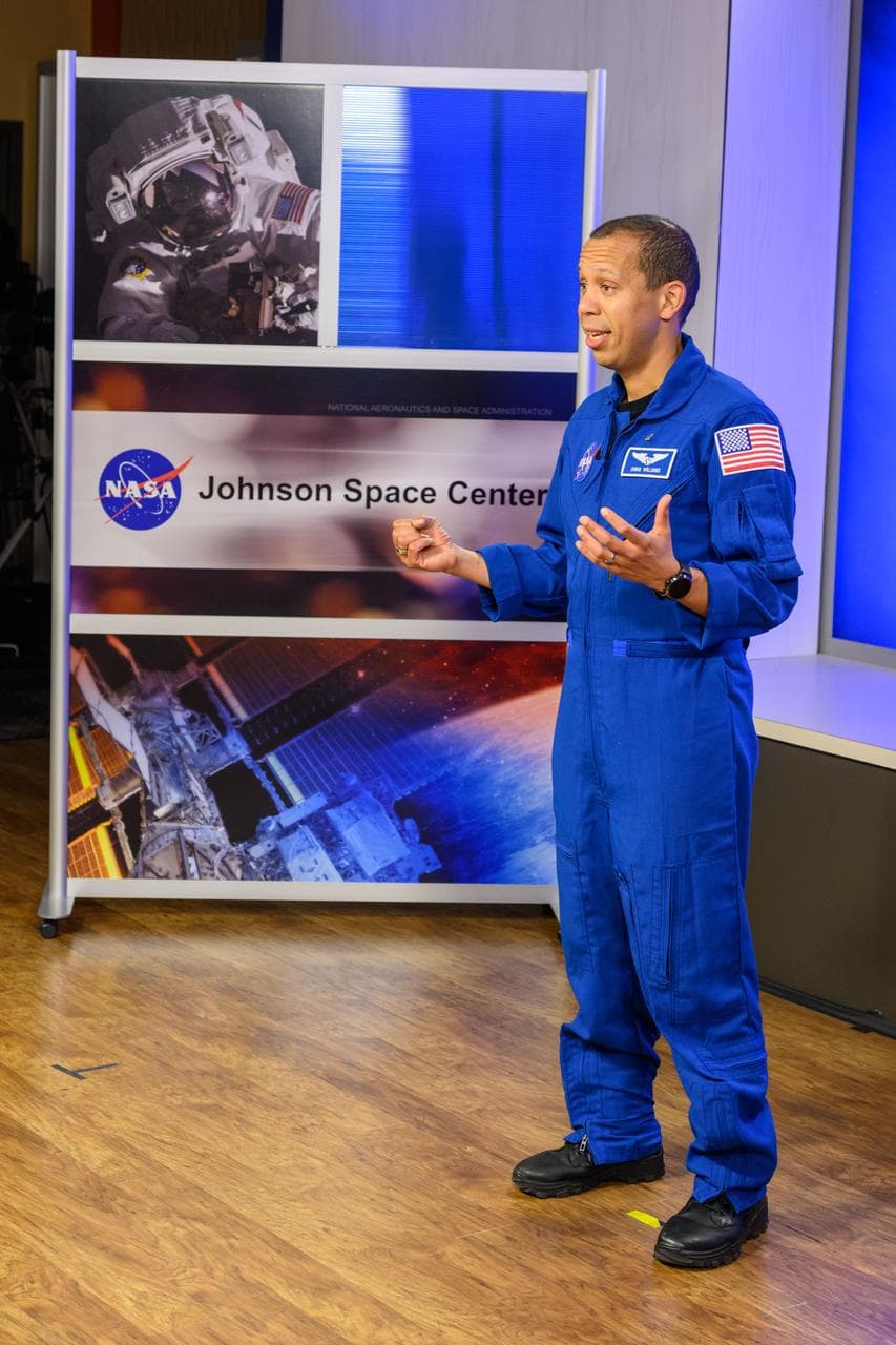 NASA astronaut Chris Williams participates in media interviews