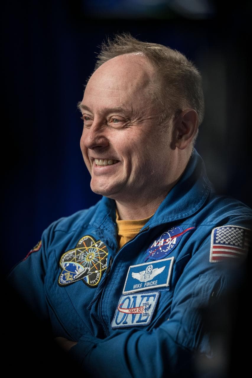 NASA astronaut Mike Fincke is photographed during an interview