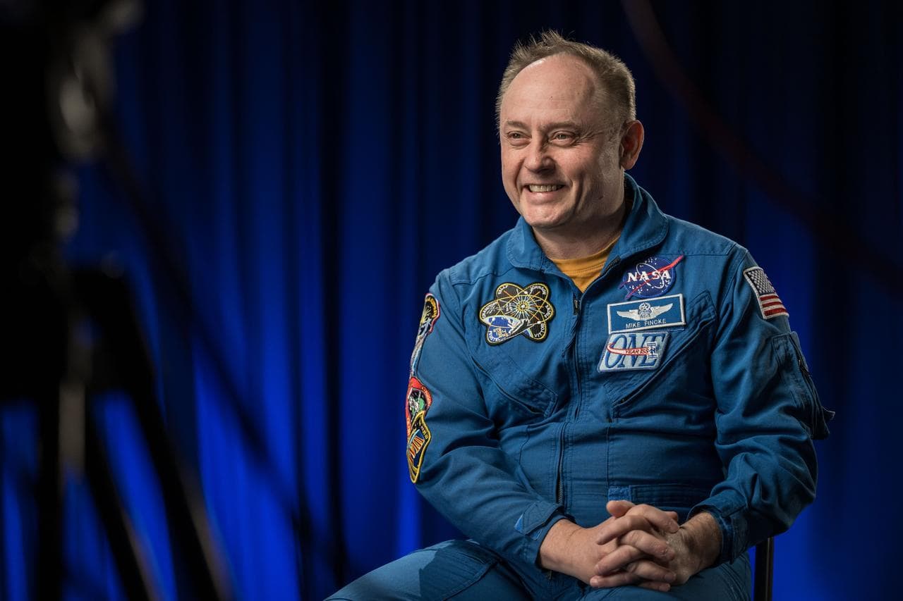 NASA astronaut Mike Fincke is photographed during an interview
