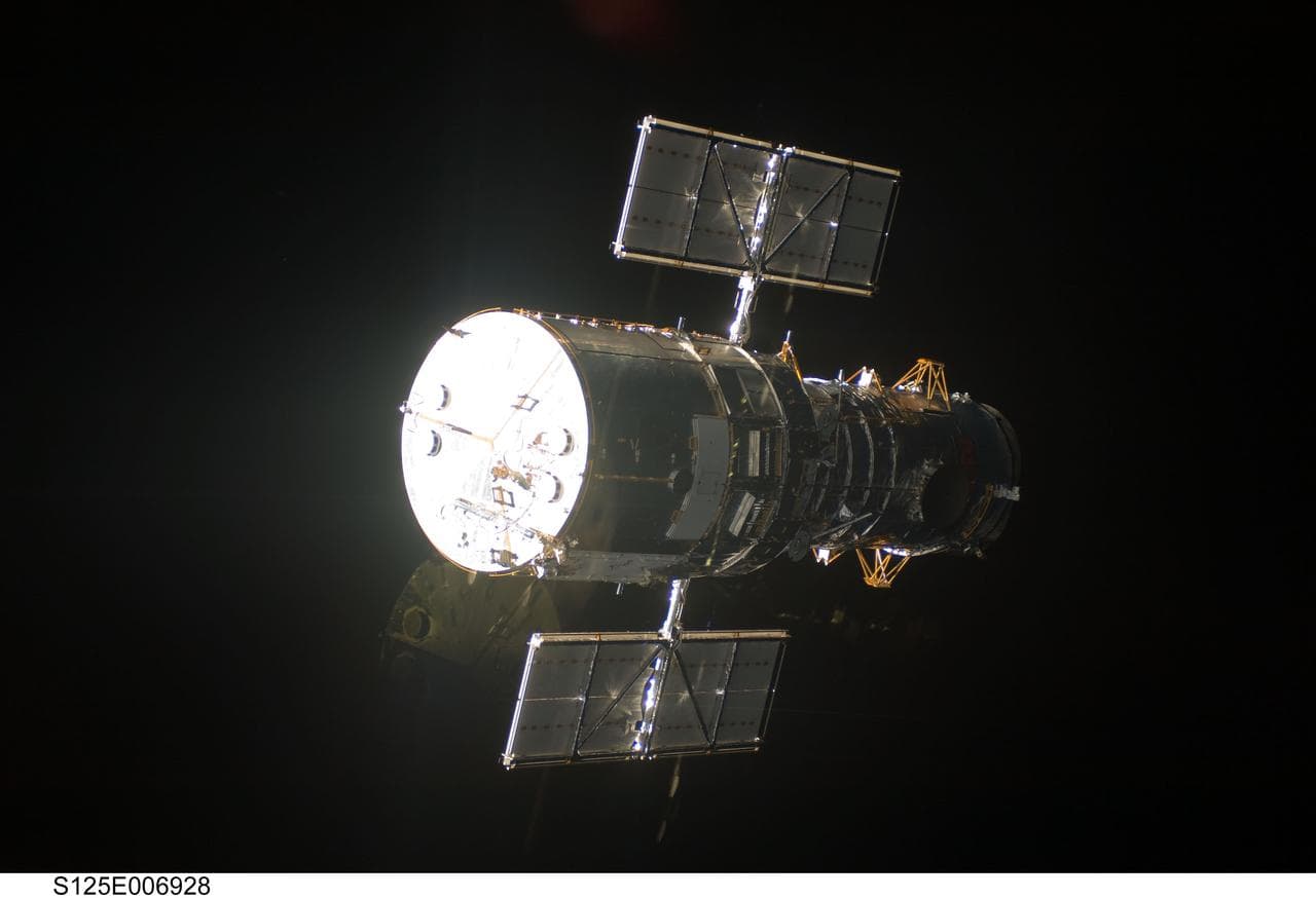 Hubble Space Telescope (HST) prior to grapple by STS-125 Shuttle Atlantis