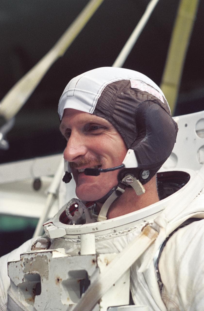 Astronaut Joseph Tanner is prepares to be submerged in the WETF