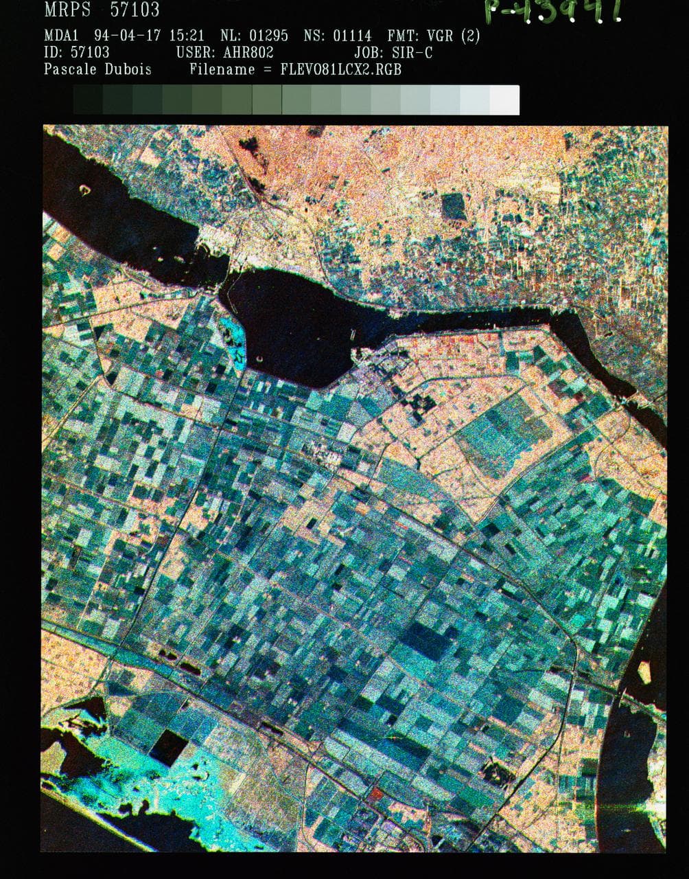 Three frequency false color image of Flevoland, the Netherlands