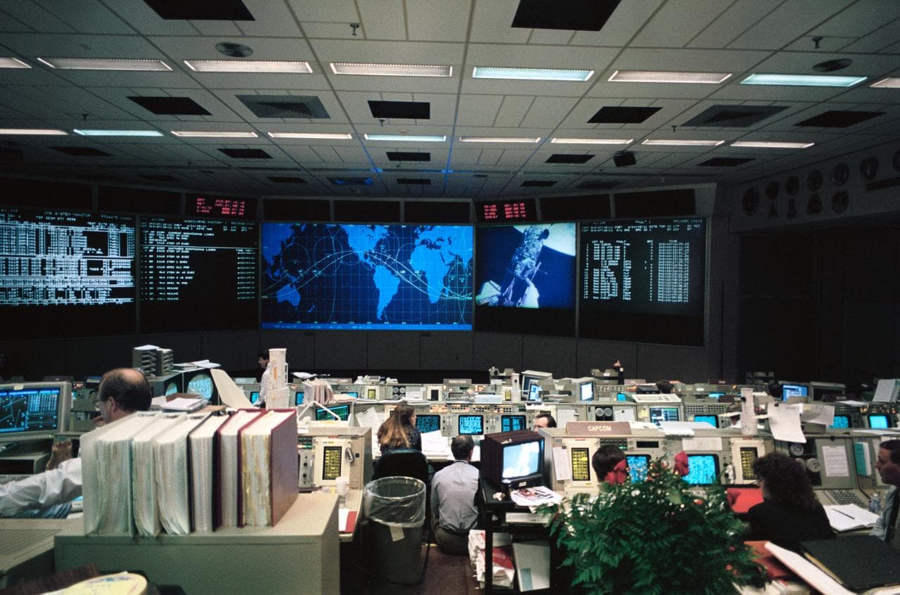 Mission control activity during STS-61 EVA